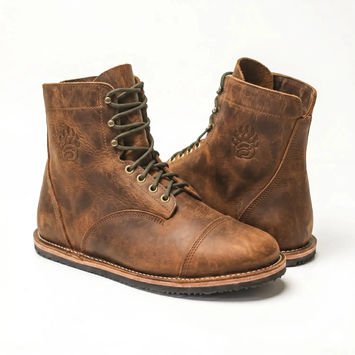 Босоногие кожаные ботинки Bearfoot Bruin-Patriot — коньячный, фото 2
