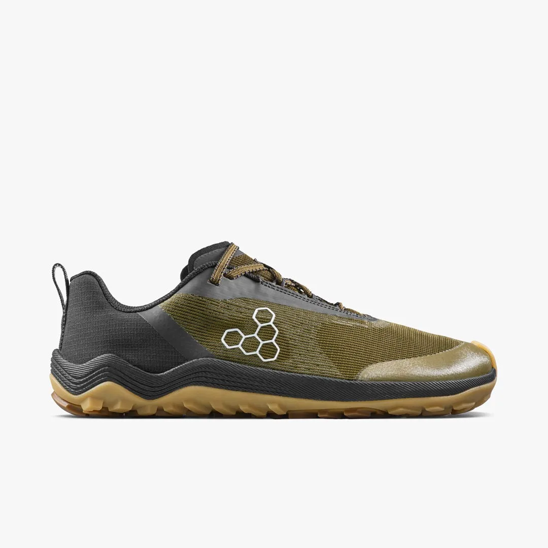 Кроссовки Vivobarefoot Primus Trail Flow — мужская модель, тёмно-оливковый с каучуковой подошвой — фото 1 из 7