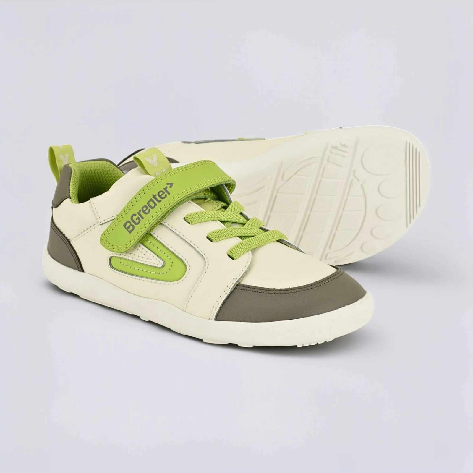 Кроссовки BGreater All Leather Lev — серый с лаймовым, фото 11